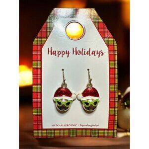 Santa Alien Holiday Themed Hypo Allergenic Earrings Green Sunglasses Jewelry